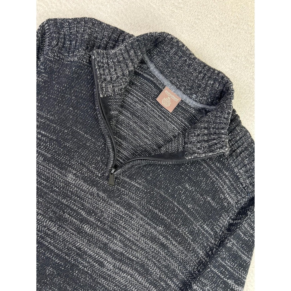 Great Northwest Sweater Mens XL Black Gray Quarter Zip Mock Neck Knit Pullover